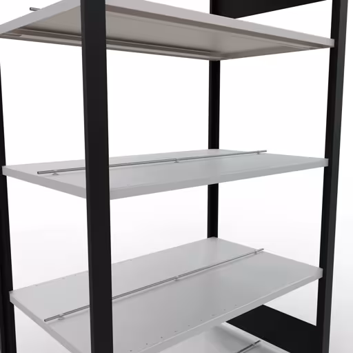 Abbildung Nr 13 des Artikels Grundregal, Büro-Fachbodenregal Stecksystem MULTIplus150, 1800 x 1000 x 600 mm (HxBxT), 5 Fachböden, Längenriegel, mit Mittelanschlag, schwarz/lichtgrau aus der Produktgruppe Büroregale von der Marke Schulte Lagertechnik