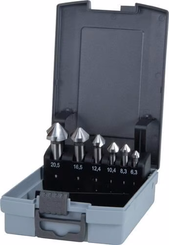 Kegelsenkersatz DIN 335C 90Grad 6,3-20,5mm HSS 6-teilig Kunststoff-Kassette RUKO von der Marke Ruko Kegelsenkersatz DIN 335C 90Grad 6,3-20,5mm HSS 6-teilig Kunststoff-Kassette RUKO
