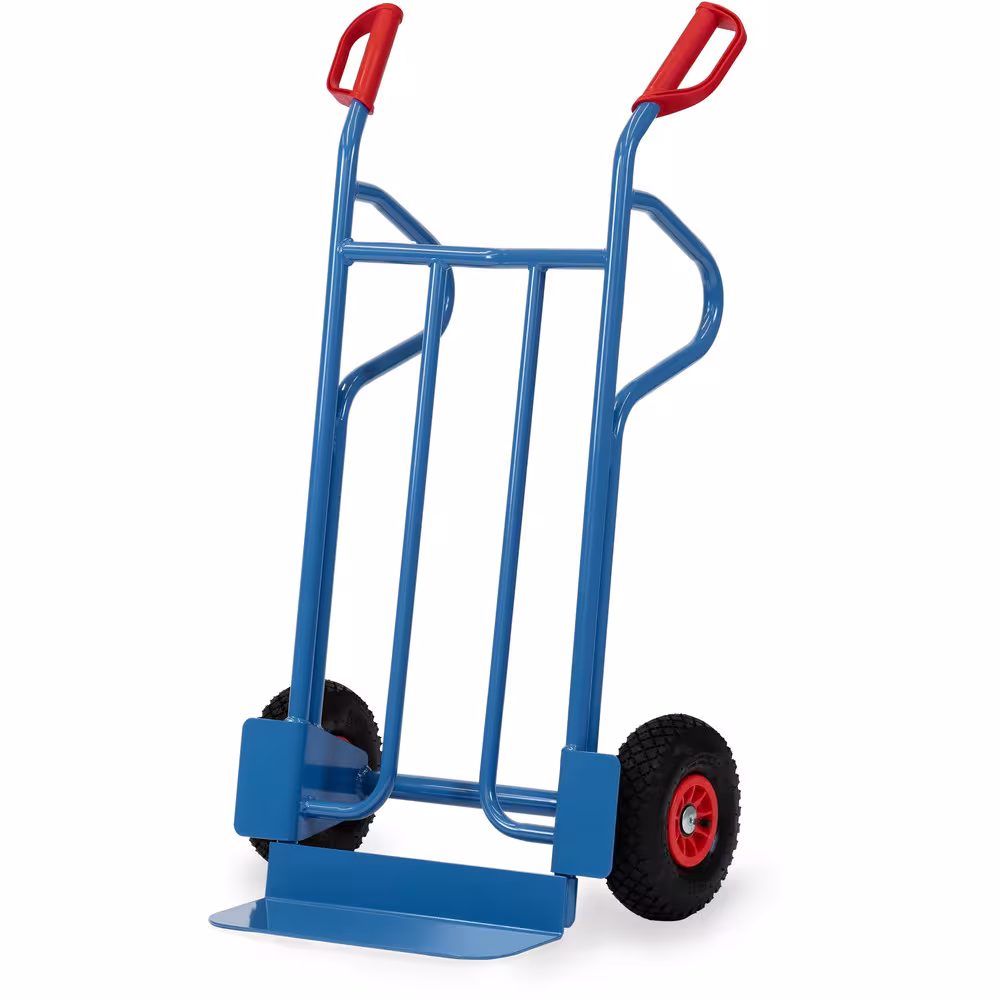 Sackkarre B1215L Bereifung Luft von der Marke Fetra Sackkarre 1200 mm Stahlrohr-Sackkarre mit Stahlblechschaufel, stabile Schweißkonstruktion, pulverbeschichtet, blau, RAL 5007 Typ Bereifung: Luft aus der Kategorie Karren mit der Artikelnr. B1215L