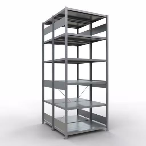 Grundregal, Doppelregal, Fachbodenregal Stecksystem MULTIplus250, 2500 x 1000 x (2x600) mm (HxBxT), 2x6 Fachböden, Kreuzstrebe, verzinkt von der Marke Schulte Lagertechnik Grundregal, Doppelregal, Fachbodenregal Stecksystem MULTIplus250, 2500 x 1000 x (2x600) mm (HxBxT), 2x6 Fachböden, Kreuzstrebe, verzinkt aus der Kategorie Doppelregale mit der Artikelnummer 14261-G