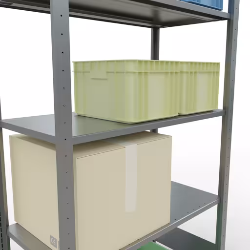 Grundregal, Fachbodenregal Stecksystem MULTIplus150, 2000 x 1000 x 500 mm (HxBxT), 5 Fachböden, Längenriegel, verzinkt mit der Artikelnr. 12750-LR Grundregal, Fachbodenregal Stecksystem MULTIplus150, 2000 x 1000 x 500 mm (HxBxT), 5 Fachböden, Längenriegel, verzinkt von Schulte Lagertechnik aus der Kategorie Stecksystem