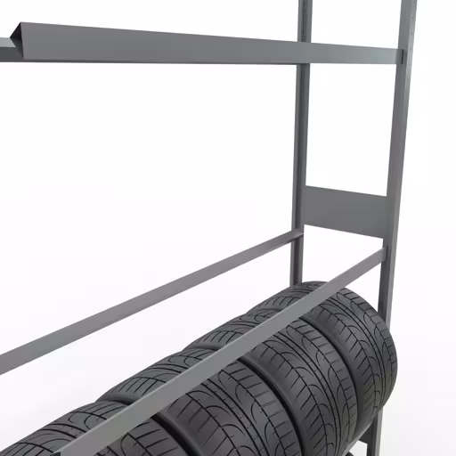 Zusatzbild des Artikels Anbauregal, Räder-/Reifenregal, 3500 x 1500 x 400 mm, verzinkt, 5 Lagerebenen á 150 kg Fachlast pro Ebene Zusatzbild des Artikels Anbauregal, Räder-/Reifenregal, 3500 x 1500 x 400 mm, verzinkt, 5 Lagerebenen á 150 kg Fachlast pro Ebene aus Autoteilelagerung