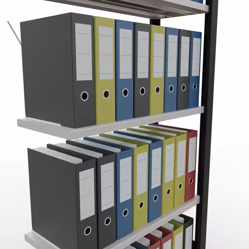 Abbildung Nr 12 des Artikels Anbauregal, Büro-Fachbodenregal Stecksystem MULTIplus85, 1800 x 750 x 300 mm (HxBxT), 5 Fachböden, Kreuzstrebe, ohne Anschlagleiste, schwarz/lichtgrau aus der Produktgruppe Büroregale von der Marke Schulte Lagertechnik