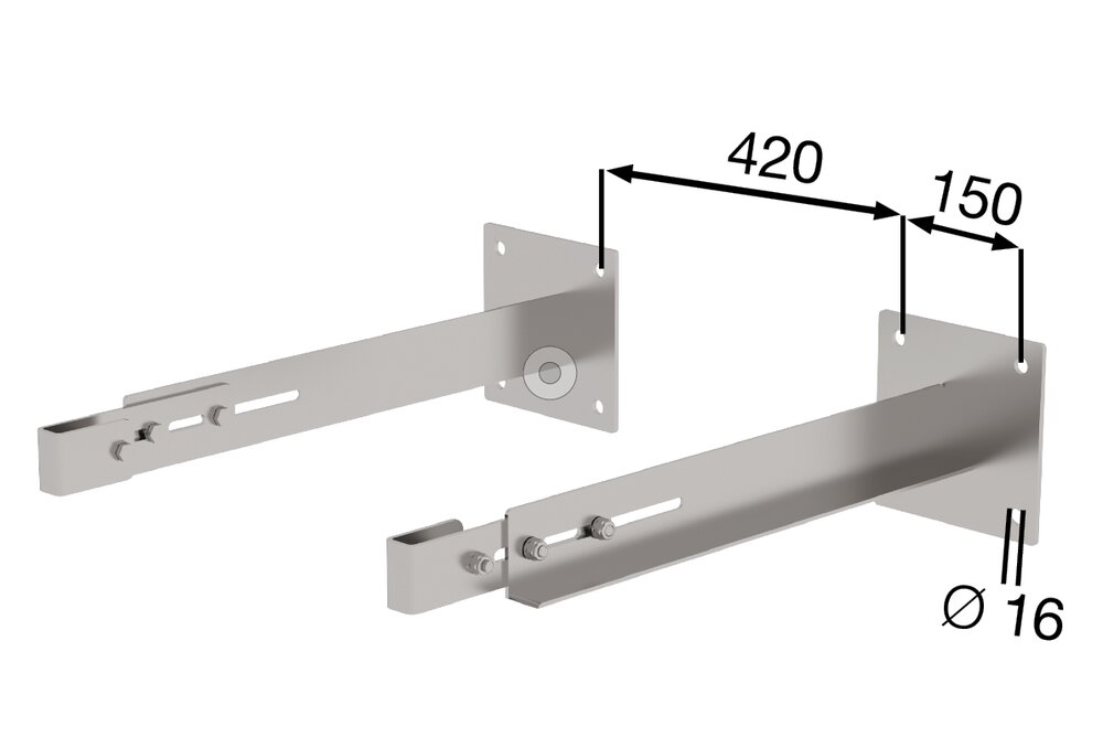 Produktbild (Abb. Ähnlich) 3811907 Munk speciale muurbeugel, stijf 600-700mm, roestvrij staal