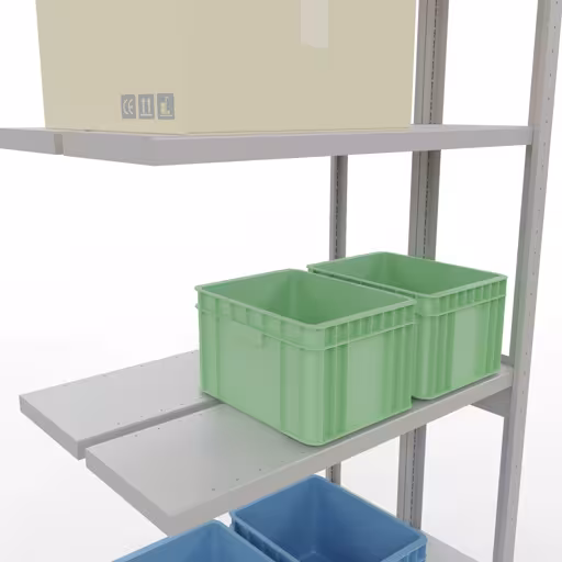 Zusatzbild des Artikels Anbauregal, Doppelregal, Fachbodenregal Stecksystem MULTIplus250, 3000 x 1000 x (2x300) mm (HxBxT), 2x7 Fachböden, Längenriegel, RAL 7035 lichtgrau Zusatzbild des Artikels Anbauregal, Doppelregal, Fachbodenregal Stecksystem MULTIplus250, 3000 x 1000 x (2x300) mm (HxBxT), 2x7 Fachböden, Längenriegel, RAL 7035 lichtgrau aus Doppelregale