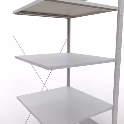 Produktbild Nr.15 des Artikels Anbauregal, Fachbodenregal Stecksystem MULTIplus150, 2000 x 750 x 800 mm (HxBxT), 5 Fachböden, Kreuzstrebe, RAL 7035 lichtgrau aus der Produktreihe Stecksystem von der Marke Schulte Lagertechnik