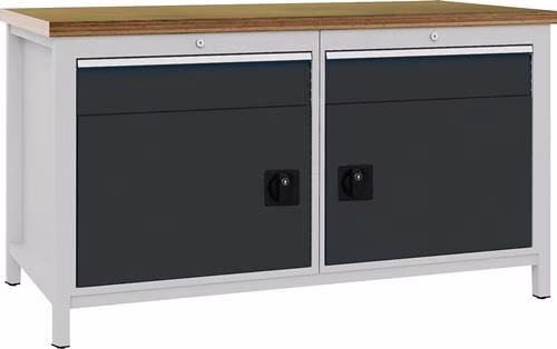 Werkbank grau lichtgrau Breite 1500 x Höhe 859 x Tiefe 750 mm Multiplex 40 mm 2 Schubladen 2 Türen BEDRUNKA+HIRTH von der Marke Bedrunka+Hirth Werkbank BEDRUNKA+HIRTH aus der Kategorie Werkbänke mit der Teilenummer 9000426065