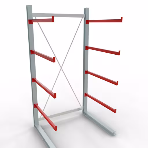 K 6000 Komplettregal, einseitig, 3000 x 1500 x 1250 mm, RAL 7001 / RAL 3000, 5 Lagerebenen aus der Kategorie K6000 für schwere Güter mit der Artikelnummer 28702