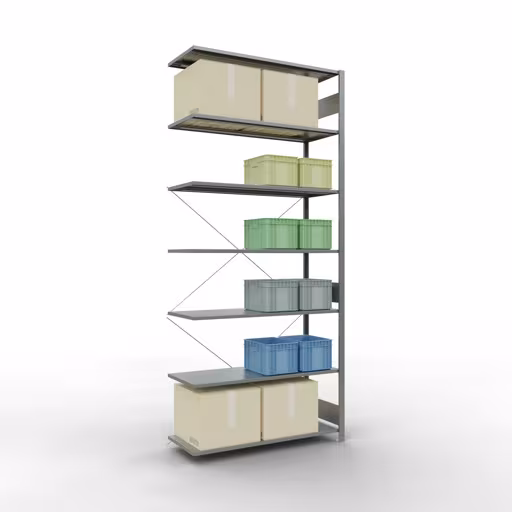 Zusatzbild des Artikels Stecksystem Anbauregal 3000x1300x500 mm, Typ 150 kg, verzinkt Zusatzbild des Artikels Stecksystem Anbauregal 3000x1300x500 mm, Typ 150 kg, verzinkt aus Anbauregal