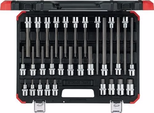 Jeu de 30 clés à douille Gedore R6800 3030, 1/2 pouce (5-19 mm) pour vis à six pans creux, rouge GEDORE Coffret de clés à douille R6800 3030, 30 pièces, 1/2 pouce (5-19 mm) pour vis à six pans creux, rouge GEDORE, de la catégorie « Assortiment de clés à douille 1/2 », référence 8000301872