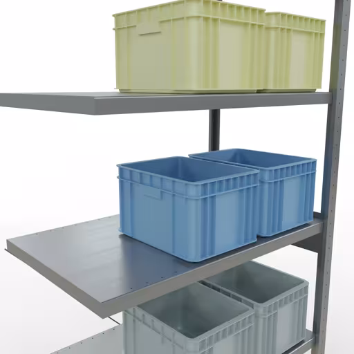 Anbauregal, Fachbodenregal Stecksystem MULTIplus330, 2500 x 1000 x 600 mm (HxBxT), 6 Fachböden, Kreuzstrebe, verzinkt aus der Kategorie Anbauregal mit der GTIN 4004514203304 Anbauregal, Fachbodenregal Stecksystem MULTIplus330, 2500 x 1000 x 600 mm (HxBxT), 6 Fachböden, Kreuzstrebe, verzinkt von der Marke Schulte Lagertechnik aus der Produktreihe Stecksystem