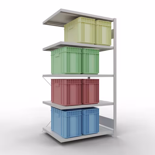 Zusatzbild des Artikels Anbauregal, Fachbodenregal Stecksystem MULTIplus250, 2000 x 1000 x 800 mm (HxBxT), 5 Fachböden, Kreuzstrebe, RAL 7035 lichtgrau Zusatzbild des Artikels Anbauregal, Fachbodenregal Stecksystem MULTIplus250, 2000 x 1000 x 800 mm (HxBxT), 5 Fachböden, Kreuzstrebe, RAL 7035 lichtgrau aus Anbauregal