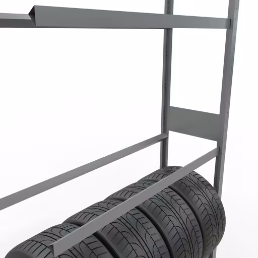 Anbauregal, Räder-/Reifenregal, 3500 x 1200 x 400 mm, verzinkt, 5 Lagerebenen á 150 kg Fachlast pro Ebene mit der Artikelnr. 20783 Anbauregal, Räder-/Reifenregal, 3500 x 1200 x 400 mm, verzinkt, 5 Lagerebenen á 150 kg Fachlast pro Ebene von Schulte Lagertechnik aus der Kategorie Fachbodenregale
