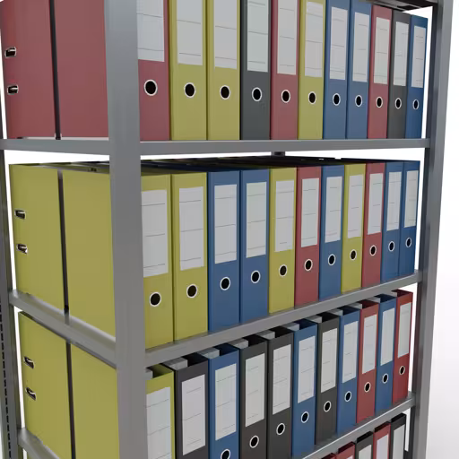 Abbildung Nr 16 des Artikels Grundregal, Büro-Fachbodenregal Stecksystem MULTIplus150, 2000 x 1000 x 600 mm (HxBxT), 6 Fachböden, Längenriegel, verzinkt, ohne Mittelanschlag aus der Produktgruppe Büroregale von der Marke Schulte Lagertechnik