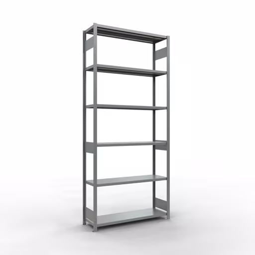 Grundregal, Fachbodenregal Stecksystem MULTIplus250, 3000 x 1300 x 400 mm (HxBxT), 7 Fachböden, Längenriegel, verzinkt aus der Kategorie Grundregal mit der Artikelnummer 12942-130-LR
