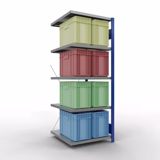 Produktbild Nr 15 des Artikels Anbauregal, Fachbodenregal Stecksystem MULTIplus250, 2000 x 750 x 800 mm (HxBxT), 5 Fachböden, Kreuzstrebe, RAL 5010 enzianblau/verzinkt/verzinkt Abbildung Nr 15 des Artikels Anbauregal, Fachbodenregal Stecksystem MULTIplus250, 2000 x 750 x 800 mm (HxBxT), 5 Fachböden, Kreuzstrebe, RAL 5010 enzianblau/verzinkt/verzinkt aus der Produktgruppe Stecksystem von der Marke Schulte Lagertechnik