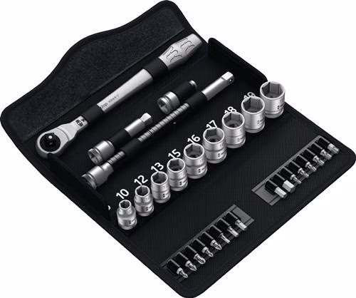 Jeu de 29 clés à douille Wera Zyklop en métal, 3/8 pouce, entraînement 8-19 mm, 72 dents, 6 pans Coffret de 29 clés à douille Zyklop Metal, 3/8 pouce, tailles de clés 8-19 mm, WERA, de la catégorie assortiment de clés à douille 3/8", numéro d'article 4000821752