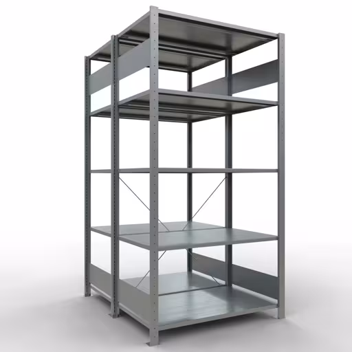 Grundregal, Doppelregal, Fachbodenregal Stecksystem MULTIplus150, 2000 x 1000 x (2x600) mm (HxBxT), 2x5 Fachböden, Kreuzstrebe, verzinkt von der Marke Schulte Lagertechnik Grundregal, Doppelregal, Fachbodenregal Stecksystem MULTIplus150, 2000 x 1000 x (2x600) mm (HxBxT), 2x5 Fachböden, Kreuzstrebe, verzinkt aus der Kategorie Doppelregale mit der Artikelnummer 13760