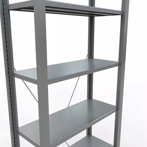 Grundregal, Büro-Fachbodenregal Stecksystem MULTIplus85, 2300 x 750 x 300 mm (HxBxT), 7 Fachböden, Kreuzstrebe, verzinkt, ohne Anschlagleiste von der Marke Schulte Lagertechnik aus der Produktreihe Büroregale