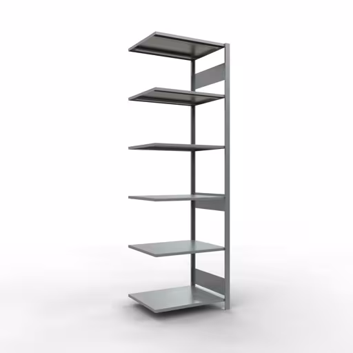 Anbauregal, Fachbodenregal Stecksystem MULTIplus150, 2500 x 750 x 600 mm (HxBxT), 6 Fachböden, Längenriegel, verzinkt von Schulte Lagertechnik aus der Kategorie Stecksystem