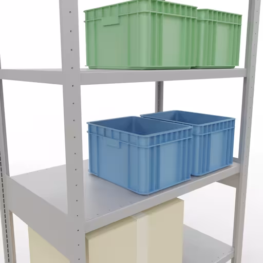 Produktbild Nr 13 des Artikels Grundregal, Fachbodenregal Stecksystem MULTIplus330, 2500 x 1000 x 600 mm (HxBxT), 6 Fachböden, Kreuzstrebe, RAL 7035 lichtgrau Abbildung Nr 13 des Artikels Grundregal, Fachbodenregal Stecksystem MULTIplus330, 2500 x 1000 x 600 mm (HxBxT), 6 Fachböden, Kreuzstrebe, RAL 7035 lichtgrau aus der Produktgruppe Stecksystem von der Marke Schulte Lagertechnik