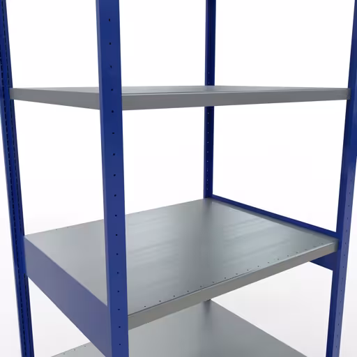 Grundregal, Fachbodenregal Stecksystem MULTIplus250, 3000 x 1000 x 800 mm (HxBxT), 7 Fachböden, Längenriegel, RAL 5010 enzianblau/verzinkt von Schulte Lagertechnik aus der Kategorie Stecksystem