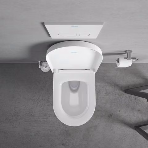 Detailbild 4043002 Duravit Wand-WC-Set ME by Starck, rimless, Durafix Tiefspüler, weiß, inklusive WC-Sitz mit Absenkautomatik