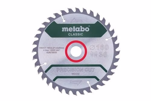Kreissägeblatt precision cut wood classic Durchmesser 160x2,2/1,4xBohrung20 mm Zähne 36 WZ von der Marke Metabo Kreissägeblatt precision cut wood classic METABO aus der Kategorie Kreissägeblatt mit der Teilenummer 8000586537
