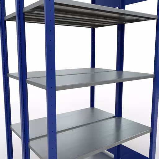Produktbild Nr.7 des Artikels Grundregal, Doppelregal, Fachbodenregal Stecksystem MULTIplus150, 2000 x 1000 x (2x400) mm (HxBxT), 2x5 Fachböden, Längenriegel, RAL 5010 enzianblau aus der Produktreihe Fachbodenregale von der Marke Schulte Lagertechnik