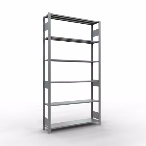 Grundregal, Fachbodenregal Stecksystem MULTIplus150, 2500 x 1300 x 300 mm (HxBxT), 6 Fachböden, Längenriegel, verzinkt von Schulte Lagertechnik aus der Kategorie Stecksystem