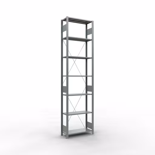 Produktbild Nr.11 des Artikels Grundregal, Fachbodenregal Stecksystem MULTIplus150, 3000 x 750 x 300 mm (HxBxT), 7 Fachböden, Kreuzstrebe, verzinkt aus der Produktreihe Stecksystem von der Marke Schulte Lagertechnik