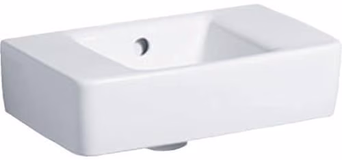 Lavabo compact GEBERIT Renova sans trou de robinetterie, avec trop-plein, 400 x 250 mm, blanc, de la catégorie lavabos et meubles sous-vasque, référence 6000505133