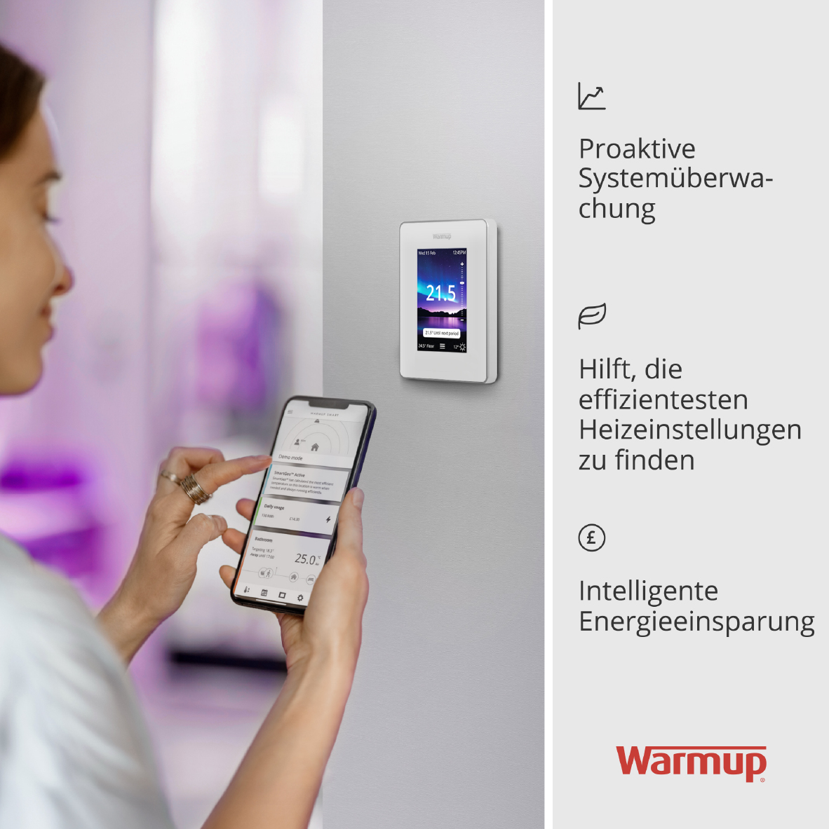 Ohne Text 3820030 Warmup 7iE Smartes Matter Kompatibles WIFI Thermostat weiß