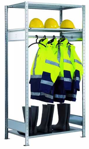 Grundregal, Garderobenregal MULTIplus150 2000 x 1300 x 600 mm (HxBxT), verzinkt, 3 Fachböden, 1 Stück Kleiderstange von der Marke Schulte Lagertechnik Grundregal, Garderobenregal MULTIplus150 2000 x 1300 x 600 mm (HxBxT), verzinkt, 3 Fachböden, 1 Stück Kleiderstange aus der Kategorie Garderobenregale mit der Artikelnummer 14152
