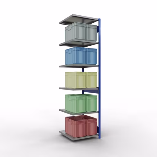 Abbildung Nr 13 des Artikels Anbauregal, Fachbodenregal Stecksystem MULTIplus250, 3000 x 750 x 800 mm (HxBxT), 7 Fachböden, Längenriegel, RAL 5010 enzianblau/verzinkt/verzinkt aus der Produktgruppe Stecksystem von der Marke Schulte Lagertechnik