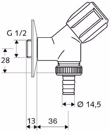 Technische Zeichnung 4076395 Geräteschrägsitzventil COMFORT chrom 1/2Zoll SCHELL
