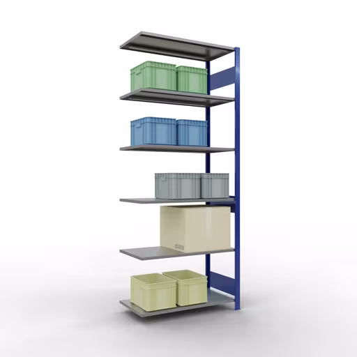 Zusatzbild des Artikels Anbauregal, Fachbodenregal Stecksystem MULTIplus150, 2500 x 1000 x 500 mm (HxBxT), 6 Fachböden, Längenriegel, RAL 5010 enzianblau/verzinkt Zusatzbild des Artikels Anbauregal, Fachbodenregal Stecksystem MULTIplus150, 2500 x 1000 x 500 mm (HxBxT), 6 Fachböden, Längenriegel, RAL 5010 enzianblau/verzinkt aus Anbauregal