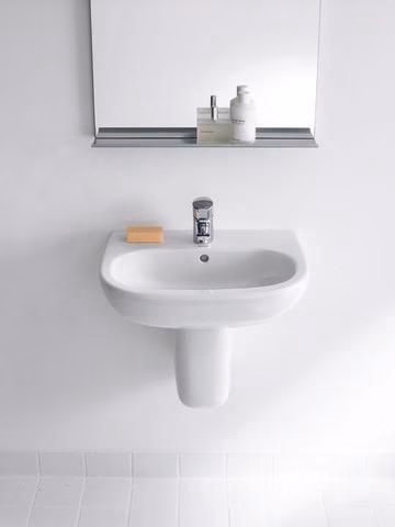 Waschtisch D-Code 550x430mm weiß 1 Hahnloch, mit Überlauf DURAVIT