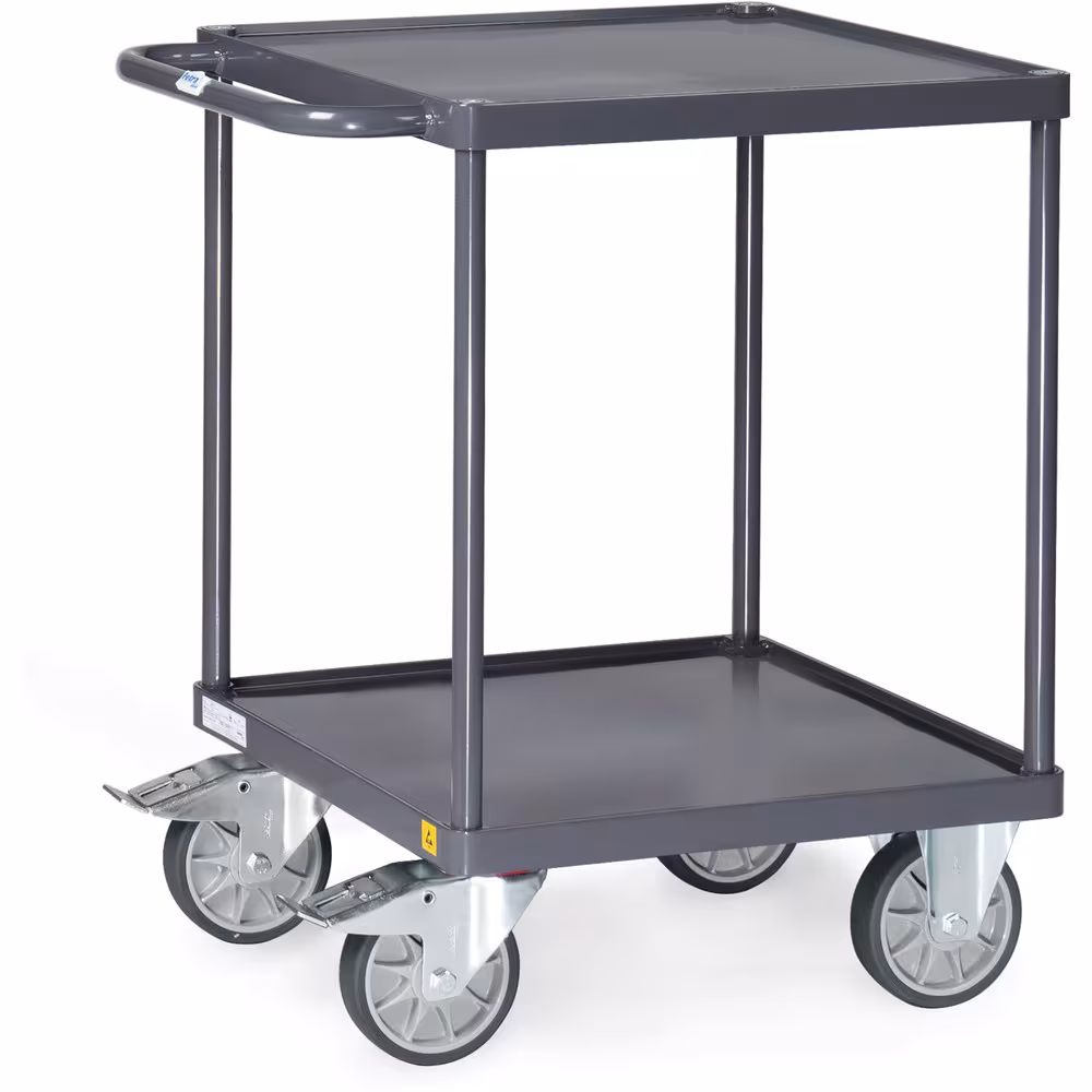 ESD-Tischwagen 9496W - Stahlblech-Wannen Elektrisch leitfähige Ausführung, schiefergrau RAL 7015, Schraub- und Steckkonstruktion von der Marke Fetra aus der Produktreihe Transportsysteme