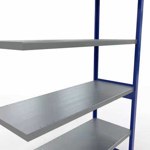Abbildung Nr 11 des Artikels Anbauregal, Fachbodenregal Stecksystem MULTIplus250, 2500 x 1300 x 500 mm (HxBxT), 6 Fachböden, Längenriegel, RAL 5010 enzianblau/verzinkt aus der Produktgruppe Stecksystem von der Marke Schulte Lagertechnik