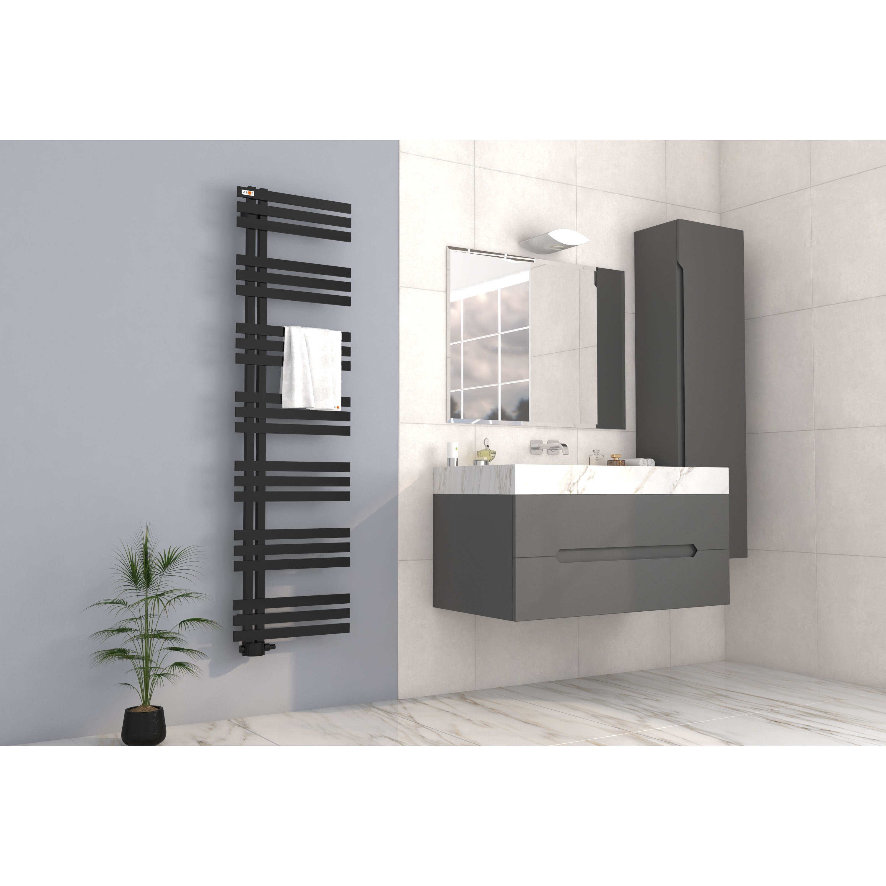 MERT Design Badheizkörper ELEN, Tiefschwarz RAL 9005 matt Struktur, 400x1000 mm