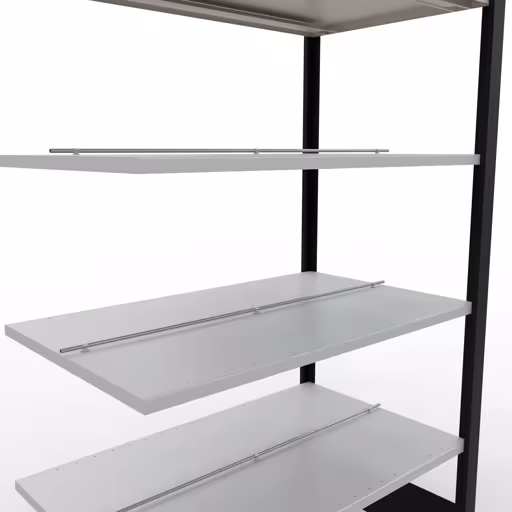 Abbildung Nr 13 des Artikels Anbauregal, Büro-Fachbodenregal Stecksystem MULTIplus150, 2000 x 1000 x 600 mm (HxBxT), 6 Fachböden, Längenriegel, mit Mittelanschlag, schwarz/lichtgrau aus der Produktgruppe Büroregale von der Marke Schulte Lagertechnik