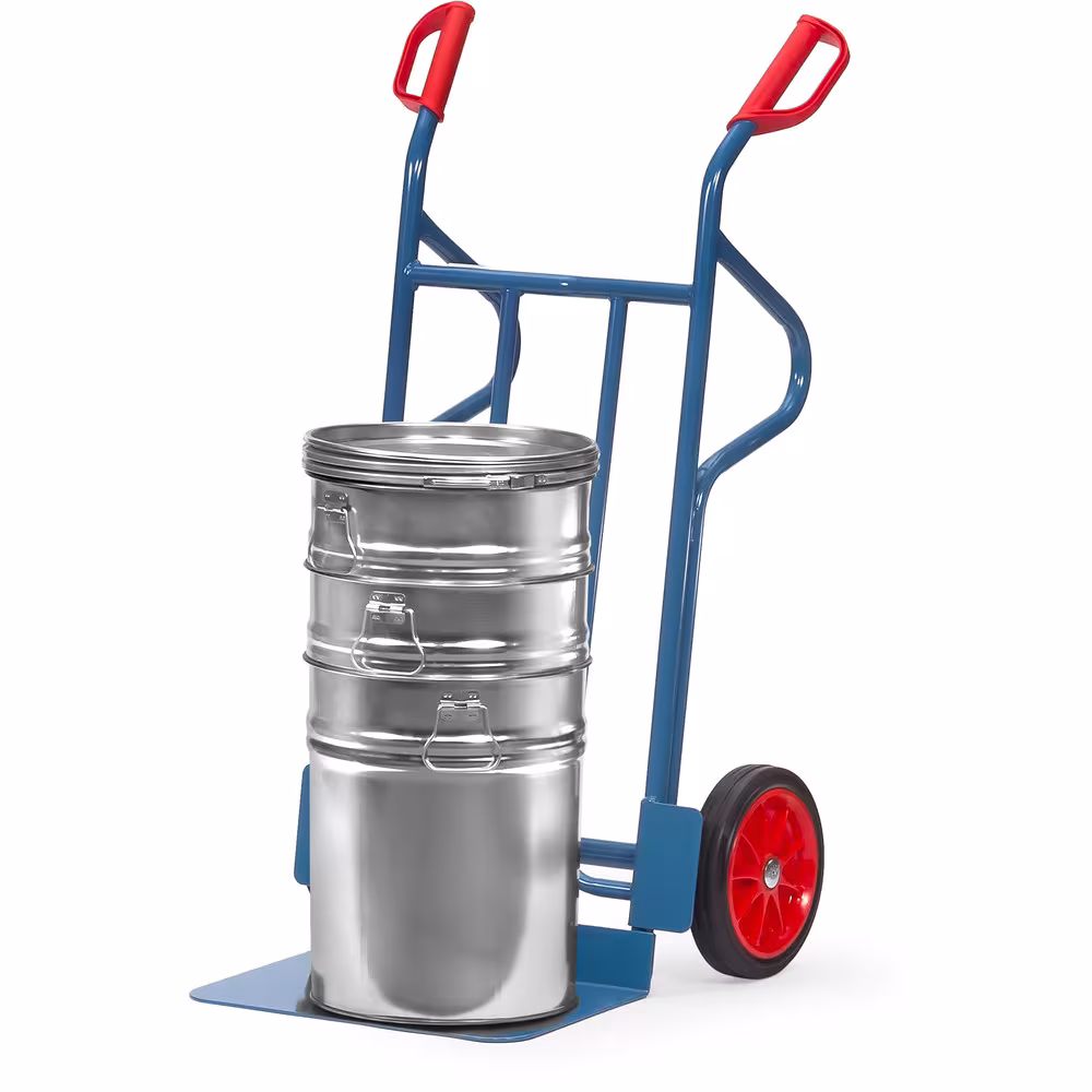 Sackkarre 1200 mm stabile Schweißkonstruktion, pulverbeschichtet, blau, RAL 5007, fetra Sicherheitsgriffe von der Marke Fetra aus der Kategorie Karren