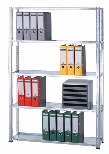 Grundregal, Büro-Fachbodenregal Schraubsystem MULTIplus85, 1800 x 750 x 300 mm (HxBxT), 5 Fachböden, verzinkt, ohne Anschlagleiste von der Marke Schulte Lagertechnik Grundregal, Büro-Fachbodenregal Schraubsystem MULTIplus85, 1800 x 750 x 300 mm (HxBxT), 5 Fachböden, verzinkt, ohne Anschlagleiste aus der Kategorie Schraubsystem mit der Artikelnummer 10432