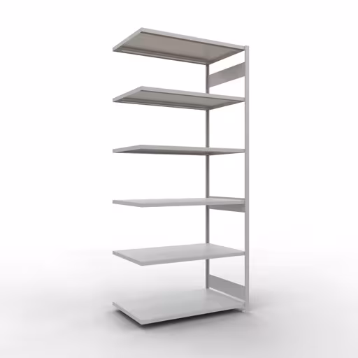 Abbildung Nr 13 des Artikels Anbauregal, Fachbodenregal Stecksystem MULTIplus250, 3000 x 1300 x 800 mm (HxBxT), 7 Fachböden, Längenriegel, RAL 7035 lichtgrau aus der Produktgruppe Stecksystem von der Marke Schulte Lagertechnik