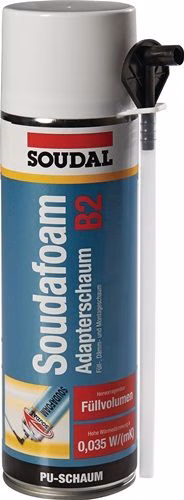 1K montageschuim SOUDAFOAM 500 ml B2 champagne met wegwerphandschoenen, blik van het merk SOUDAL 1K montageschuim SOUDAFOAM B2 champagne met wegwerphandschoenen, blik SOUDAL uit de PU-schuimcategorie met artikelnummer 4000353900