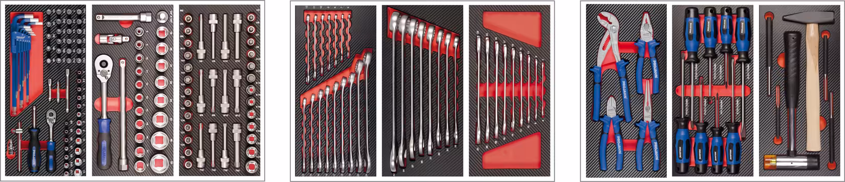 Bestückung für 3 Schubladen 171tlg von der Marke PROJAHN Werkstattwagen-Bestückung für 3 Schubfächer 171-tlg. Typ aus der Kategorie Ordnungssysteme & Werkstattwagen mit der Artikelnr. 5995-011