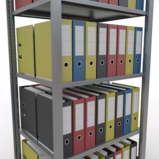 Abbildung Nr 13 des Artikels Grundregal, Büro-Fachbodenregal Stecksystem MULTIplus150, 1800 x 750 x 600 mm (HxBxT), 5 Fachböden, Längenriegel, verzinkt, ohne Mittelanschlag aus der Produktgruppe Büroregale von der Marke Schulte Lagertechnik