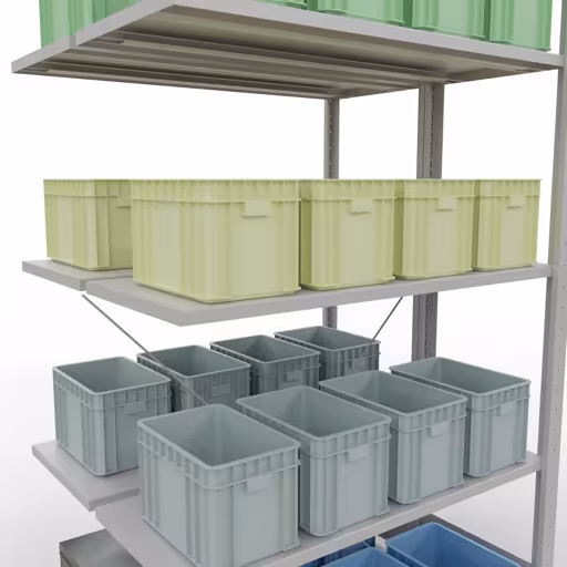 Produktbild Nr.14 des Artikels Anbauregal, Doppelregal, Fachbodenregal Stecksystem MULTIplus150, 2000 x 1000 x (2x400) mm (HxBxT), 2x5 Fachböden, Kreuzstrebe, RAL 7035 lichtgrau aus der Produktreihe Fachbodenregale von der Marke Schulte Lagertechnik