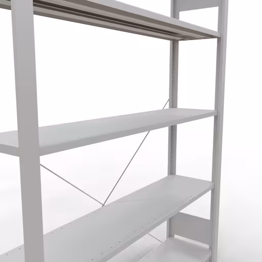 Abbildung Nr 11 des Artikels Grundregal, Büro-Fachbodenregal Stecksystem MULTIplus85, 1800 x 1300 x 300 mm (HxBxT), 5 Fachböden, Kreuzstrebe, ohne Anschlagleiste, lichtgrau aus der Produktgruppe Büroregale von der Marke Schulte Lagertechnik